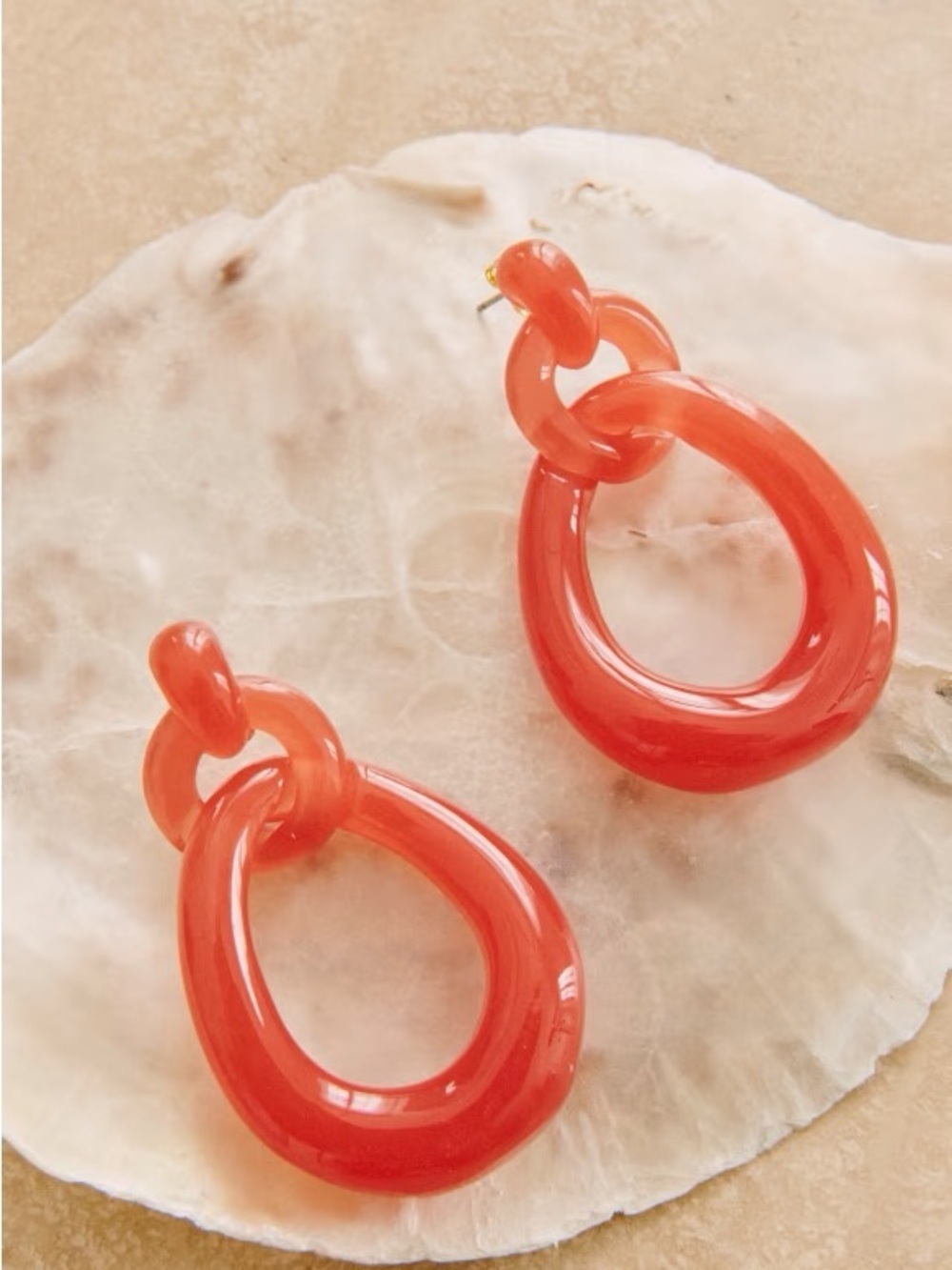 Sezane Selma Coral Earrings Statement Drop Dangle Oversized Rare Sculptural